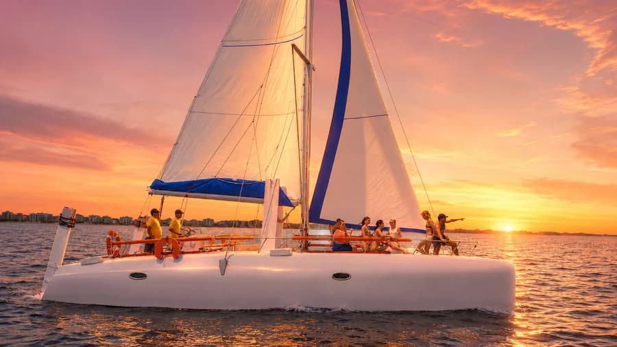 Sunset catamaran trip in Djerba.